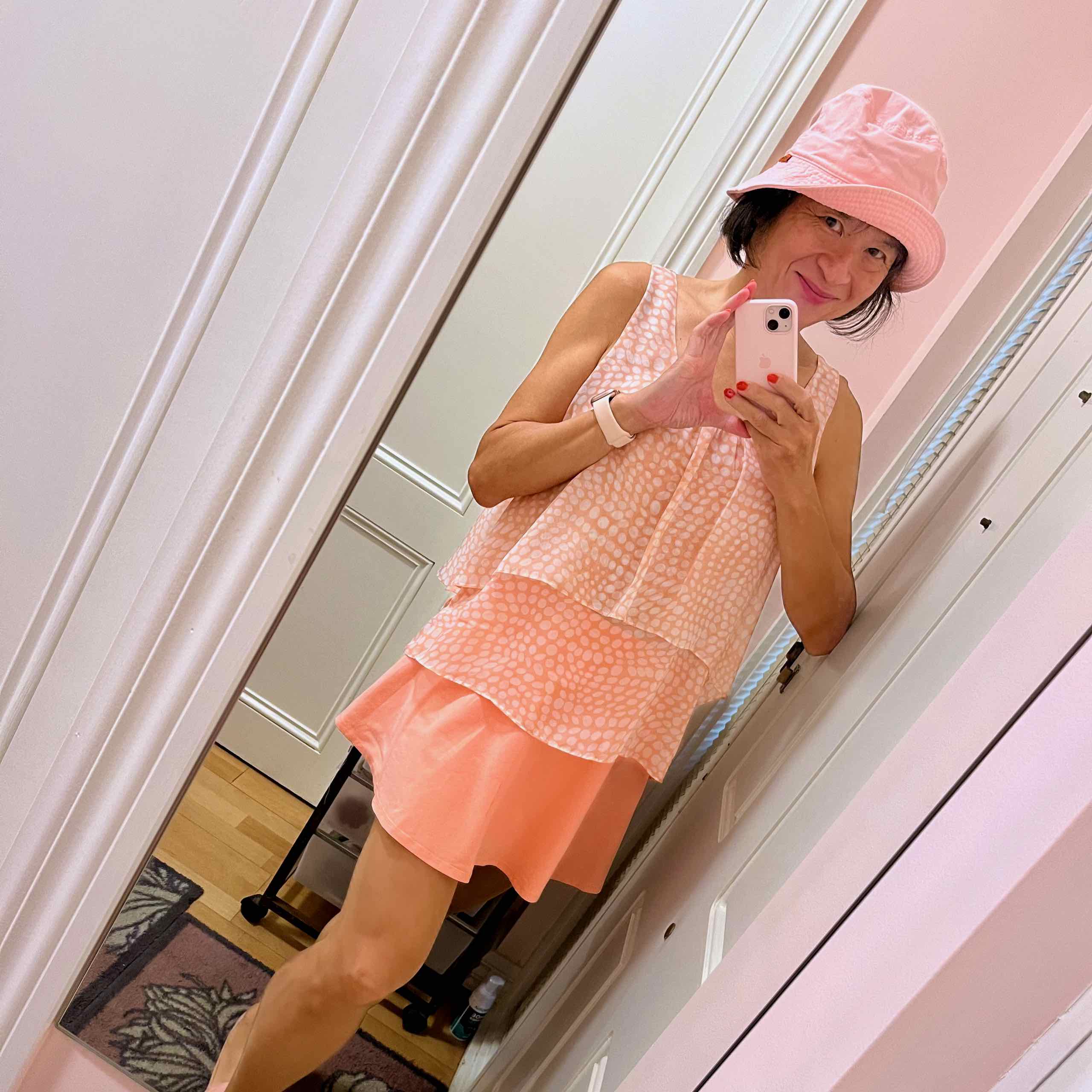 Peach polka dot outfit featured image